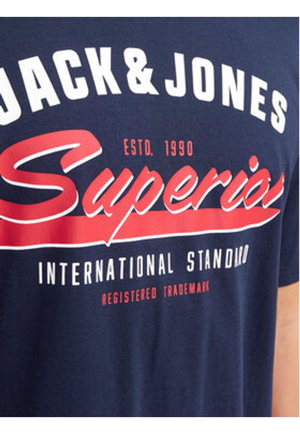 Jack & Jones T-Shirt Logo 12268267 Granatowy Standard Fit. Kolor: niebieski. Materiał: bawełna