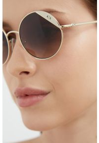 Armani Exchange Okulary przeciwsłoneczne damskie. Kształt: okrągłe. Kolor: złoty #6