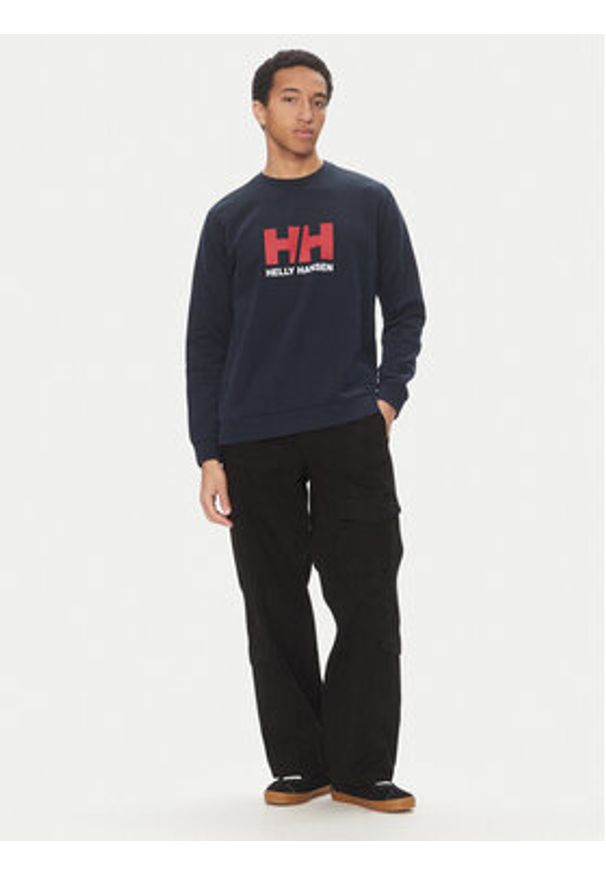 Helly Hansen Bluza Logo Crew 30395 Granatowy Regular Fit. Kolor: niebieski. Materiał: bawełna