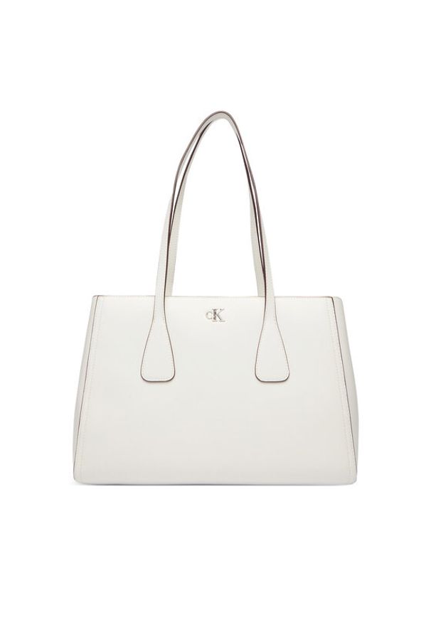 Calvin Klein Torebka Ck Medium Work Tote LV04F3442G Biały. Kolor: biały. Materiał: skórzane
