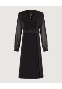 Marella - MARELLA - Czarna sukienka marynarkowa Fabbro. Kolor: czarny. Długość rękawa: długi rękaw. Typ sukienki: dopasowane, asymetryczne. Styl: klasyczny. Długość: midi #2