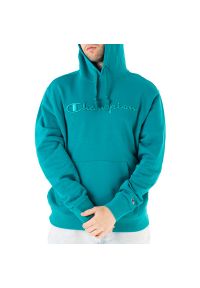Bluza Champion Tonal Embroidered Heavy Cotton Hoodie 218486-BS165 - niebieska. Typ kołnierza: kaptur. Kolor: niebieski. Materiał: bawełna, tkanina, poliester. Wzór: napisy, aplikacja. Styl: klasyczny #1