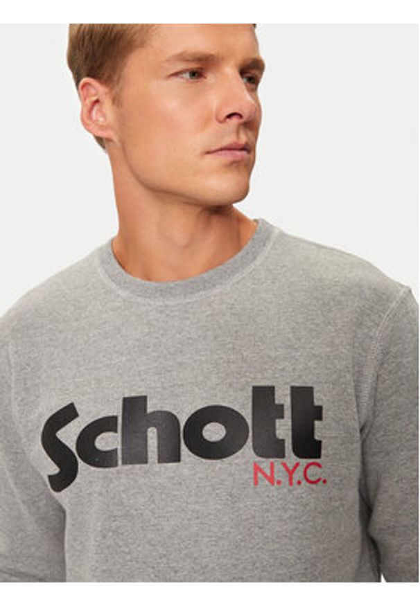 Schott NYC Bluza SWCREW Szary Regular Fit. Kolor: szary. Materiał: bawełna