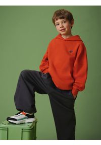 4f - 4F Bluza dresowa loose z kapturem chłopięca - pomarańczowa 146/152 (10-12 lat). Okazja: na spacer, na co dzień, na uczelnię. Typ kołnierza: kaptur. Kolor: pomarańczowy. Materiał: dresówka. Długość: długie. Sezon: lato. Styl: casual #1