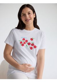 Reserved - Bawełniany t-shirt z nadrukiem - biały. Kolor: biały. Materiał: bawełna. Wzór: nadruk