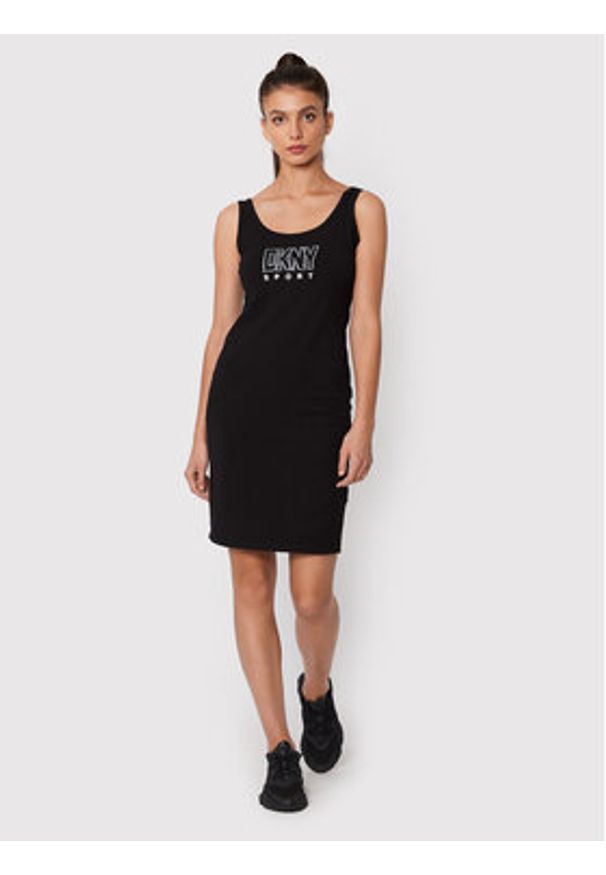 DKNY Sport Sukienka letnia DP2D4646 Czarny Slim Fit. Kolor: czarny. Materiał: bawełna. Sezon: lato. Typ sukienki: sportowe. Styl: sportowy