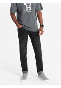 Ombre Clothing - Spodnie męskie jeansowe STRAIGHT LEG - czarne V1 OM-PADP-0133 - XXL. Kolor: czarny. Materiał: jeans. Styl: klasyczny #1