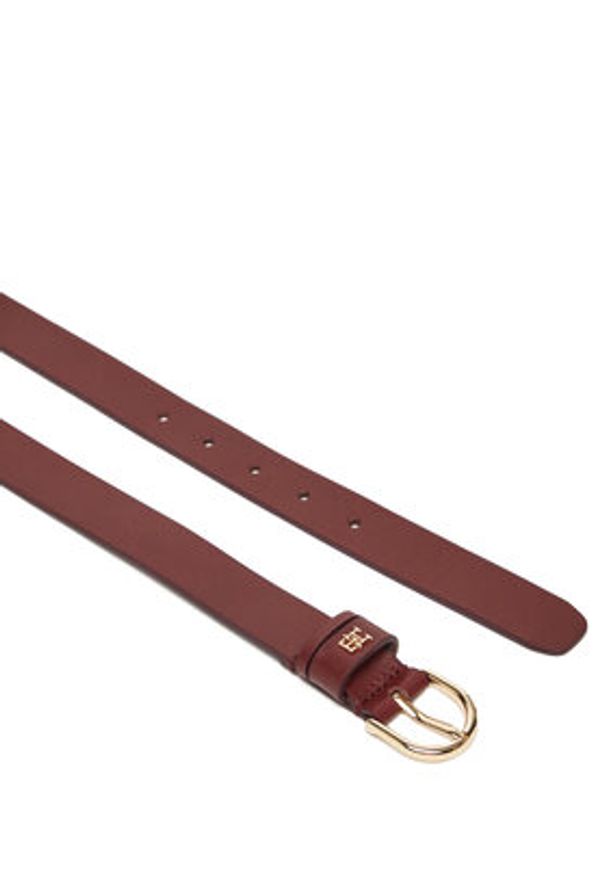 TOMMY HILFIGER - Tommy Hilfiger Pasek Damski Essential Effortless 2.5 Go AW0AW16836 Bordowy. Kolor: czerwony. Materiał: skóra