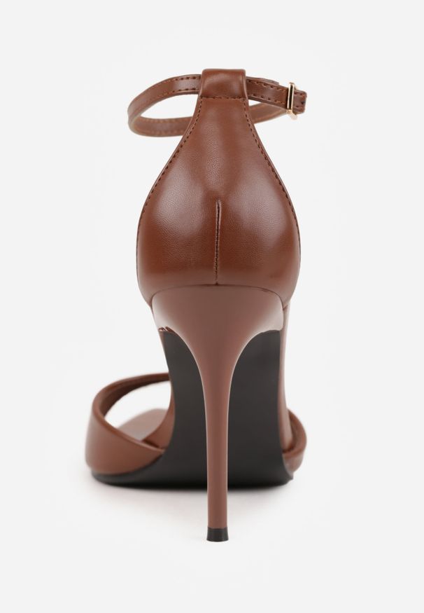 Renee - Brązowe Eleganckie Sandały w Szpic na Szpilce ze Sprzączką Murierah. Okazja: na imprezę, na co dzień. Zapięcie: sprzączka. Kolor: brązowy. Materiał: jeans. Obcas: na szpilce. Styl: elegancki