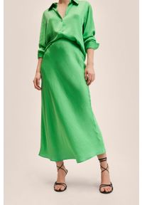 mango - Mango spódnica Mia kolor zielony. Okazja: na co dzień. Stan: podwyższony. Kolor: zielony. Materiał: włókno. Styl: casual