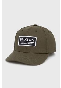 Brixton czapka bawełniana kolor zielony z aplikacją. Kolor: zielony. Materiał: bawełna. Wzór: aplikacja