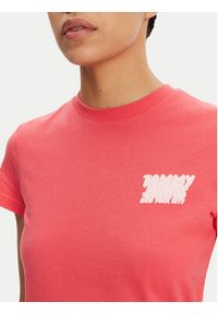 Tommy Jeans T-Shirt Bubble DW0DW21338 Różowy Regular Fit. Kolor: różowy. Materiał: bawełna