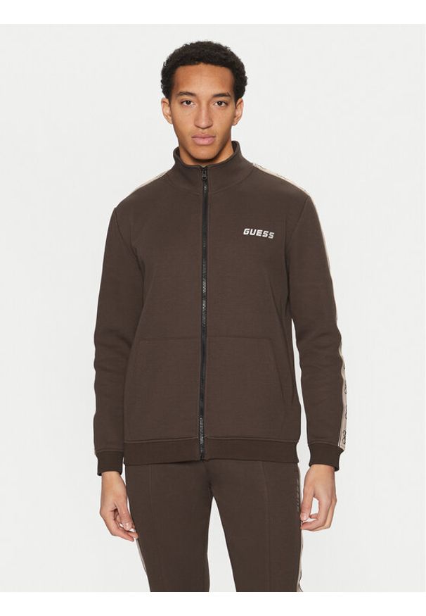 Guess Bluza Z2YQ10 KB3P2 Brązowy Regular Fit. Kolor: brązowy. Materiał: syntetyk, bawełna