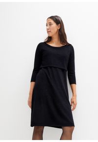 bonprix - Sukienka ciążowa i do karmienia piersią, z połyskującą nitką. Kolekcja: moda ciążowa. Kolor: czarny #1