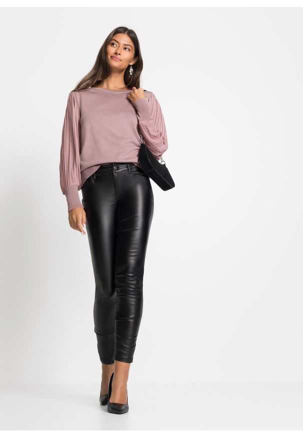 bonprix - Sweter z plisowanymi rękawami. Kolor: różowy