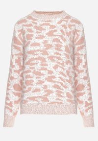 Born2be - Ciemnoróżowy Sweter z Wełną o Klasycznym Kroju Zdobiony Wzorem w Cętki Zinarisa. Kolor: różowy. Materiał: wełna. Wzór: aplikacja. Sezon: zima. Styl: klasyczny #5