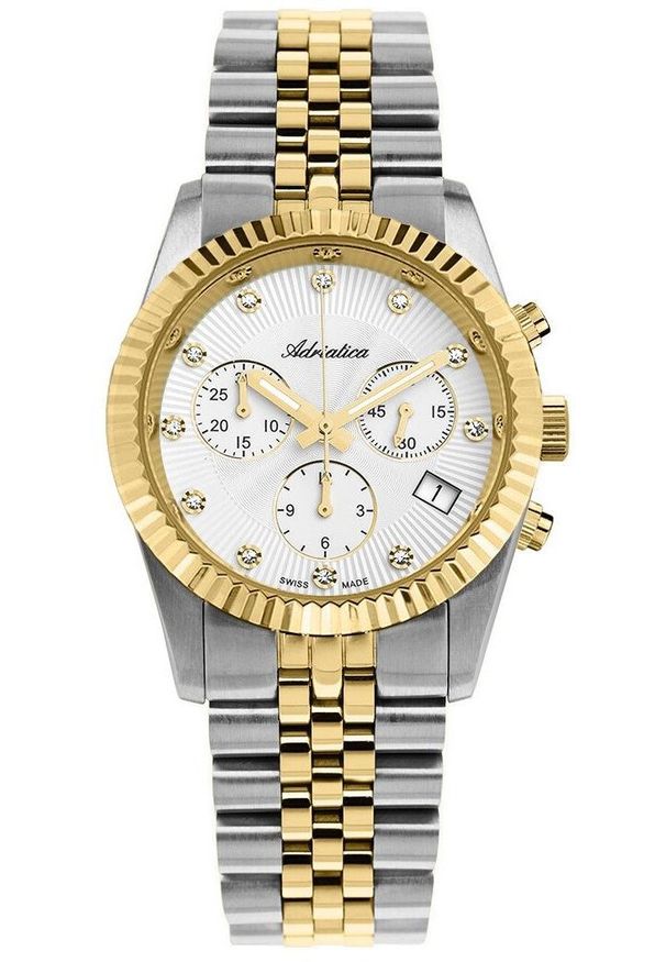 Zegarek damski Adriatica A3809.2143CH CYRKONIE srebrny. Kolor: srebrny