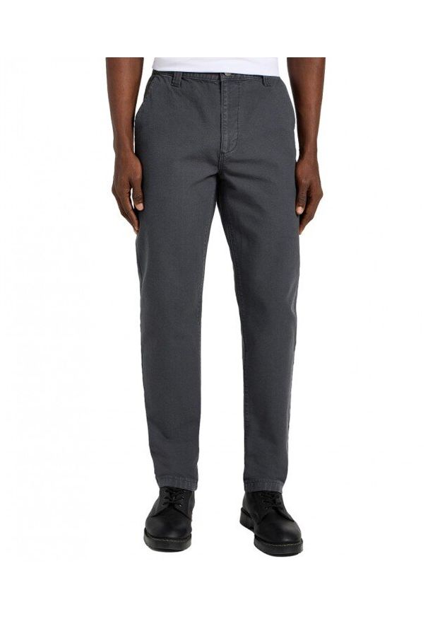 Lee - LEE MĘSKIE SPODNIE MATERIAŁOWE RELAXED WORKWEAR CHINO DARK MUTE GRAY 112355785. Materiał: materiał