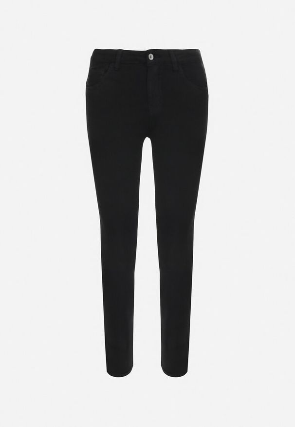 Born2be - Czarne Jeansy Skinny z Regularnym Stanem Ingas. Kolor: czarny. Długość: krótkie. Wzór: gładki