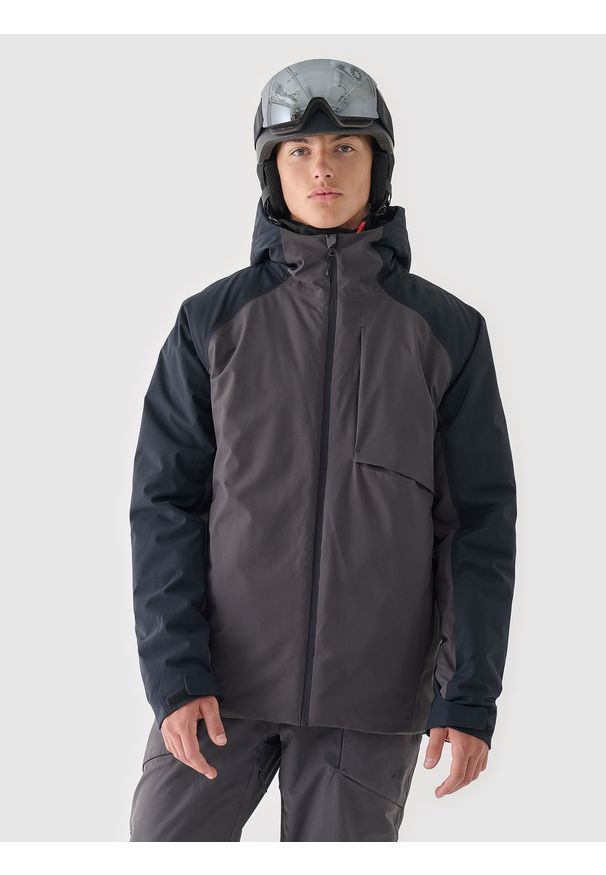 4f - 4F Kurtka narciarska membrana 8000 męska - szara XXL. Okazja: na co dzień. Typ kołnierza: kaptur. Kolor: szary. Materiał: poliester, dzianina, materiał, tkanina. Sezon: zima. Styl: klasyczny, casual, sportowy