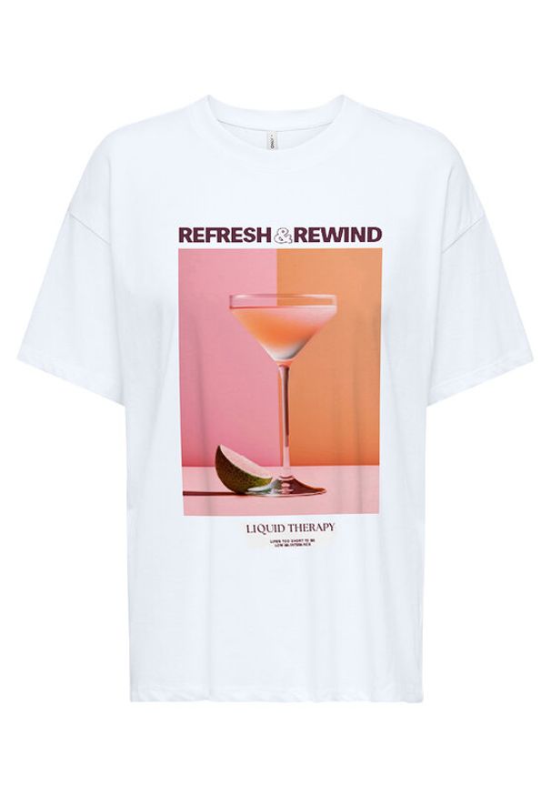 only - ONLY T-Shirt Vivvi 15346761 Biały Regular Fit. Kolor: biały. Materiał: bawełna