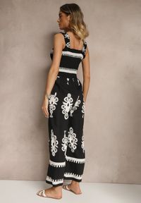 Renee - Czarny Kombinezon Wide Leg z Wiskozy na Ramiączkach Zdobiony Etnicznym Wzorem Melriti. Okazja: na co dzień. Kolor: czarny. Materiał: wiskoza. Długość rękawa: na ramiączkach. Wzór: aplikacja. Styl: klasyczny, casual #4