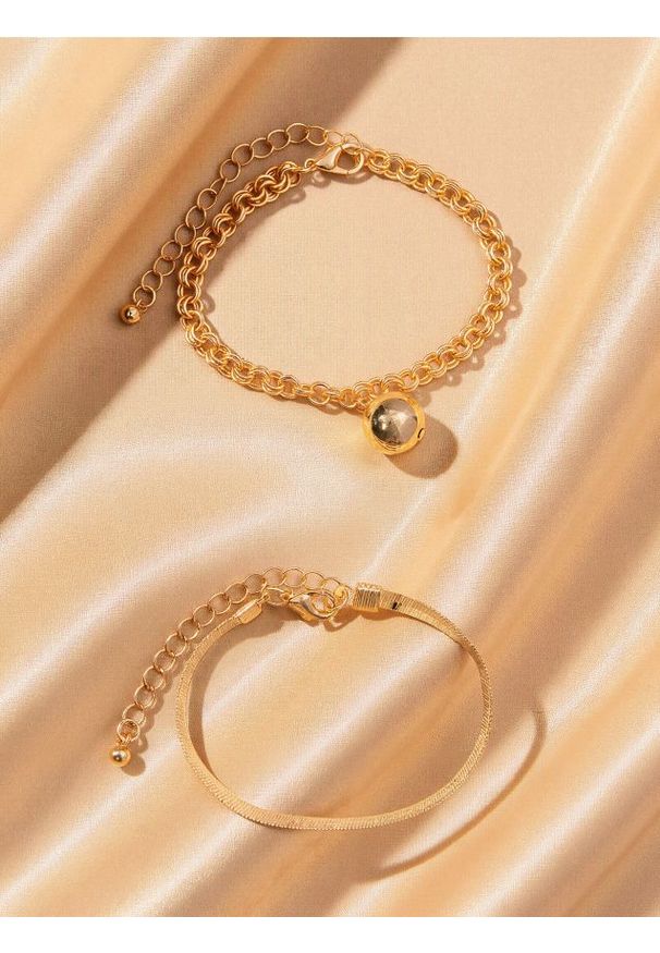 Sinsay - Bransoletki 2 pack - złoty. Materiał: złote. Kolor: złoty