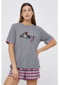 DKNY - Dkny - Piżama. Kolor: różowy. Materiał: tkanina, dzianina. Wzór: aplikacja #2