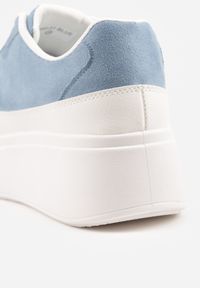 Renee - Niebieskie Sneakersy VICES na Platformie z Ozdobnym Noskiem Attis. Nosek buta: okrągły. Zapięcie: sznurówki. Kolor: niebieski. Materiał: skóra, zamsz. Obcas: na platformie. Wysokość obcasa: średni #8