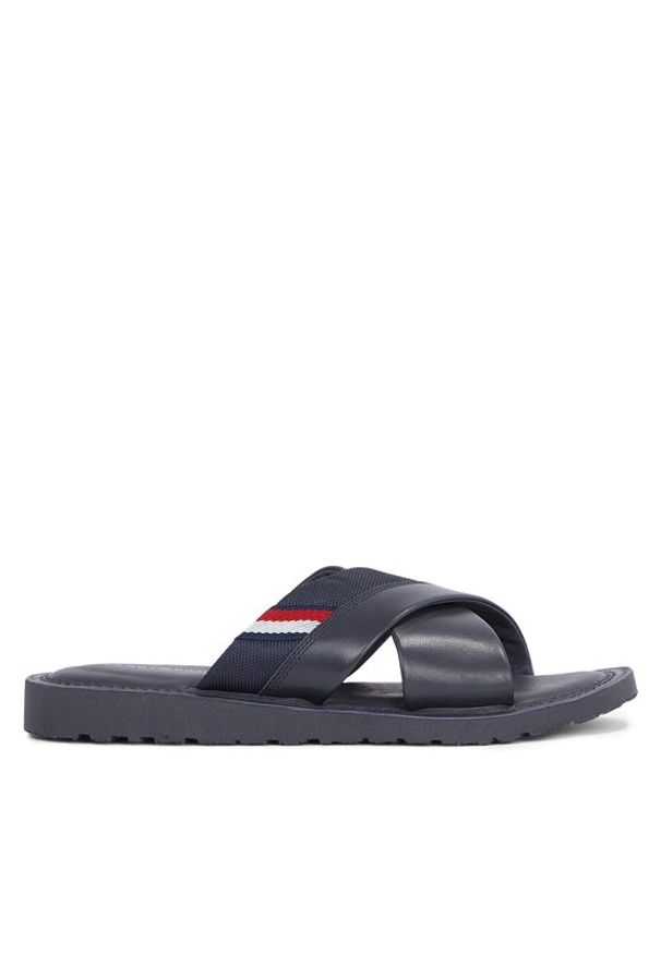 TOMMY HILFIGER - Tommy Hilfiger Klapki Core Hilfiger Lth Criss C Sandal FM0FM05010 Granatowy. Kolor: niebieski