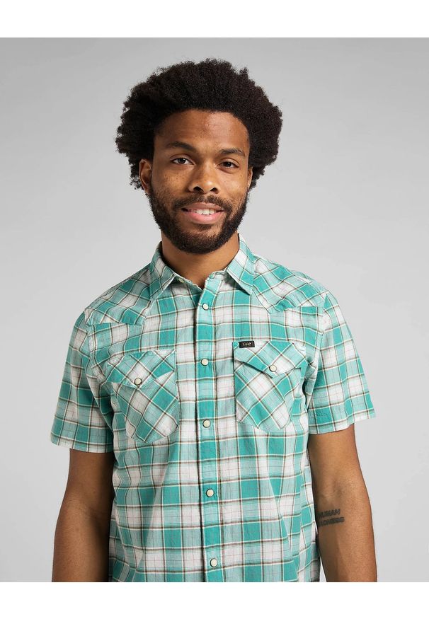Lee - LEE SS WESTERN SHIRT MĘSKA KOSZULA TEAL WASH L66OOBUB 112145388