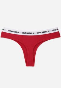 Born2be - Czerwone Majtki Typu Stringi z Bawełną i Napisami Veza. Kolor: czerwony. Materiał: bawełna. Wzór: napisy #3