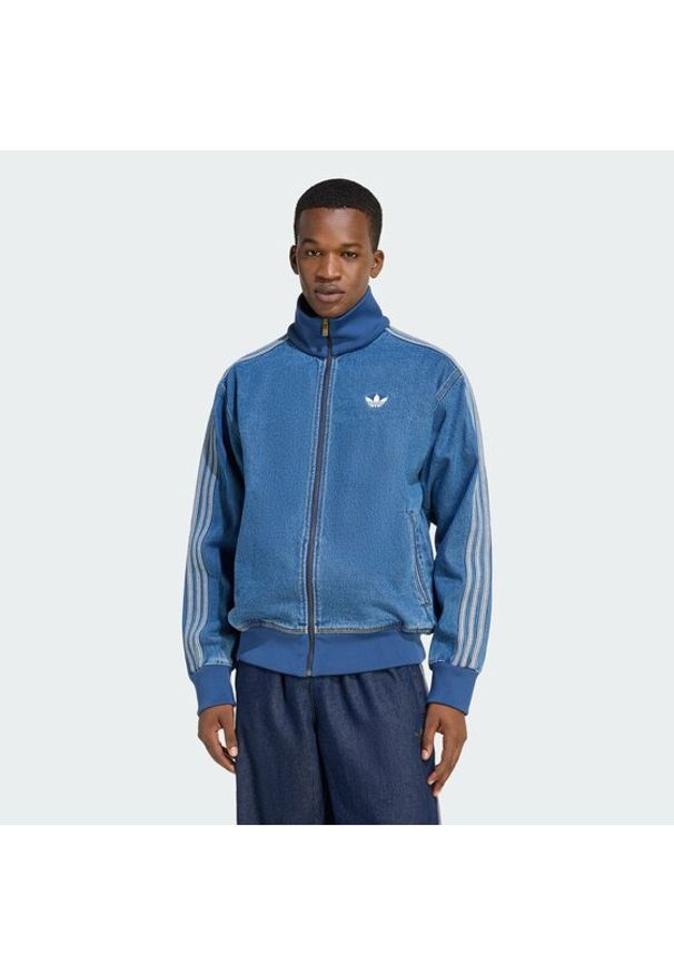 Adidas - adidas Bluza adicolor Denim Firebird KD1517 Niebieski Loose Fit. Kolor: niebieski. Materiał: bawełna, jeans