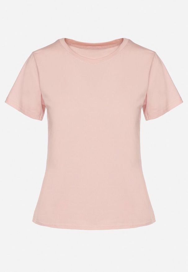 Born2be - Różowy Klasyczny T-shirt z Bawełny Lorali. Okazja: na spacer. Kolor: różowy. Materiał: bawełna. Wzór: gładki. Styl: klasyczny