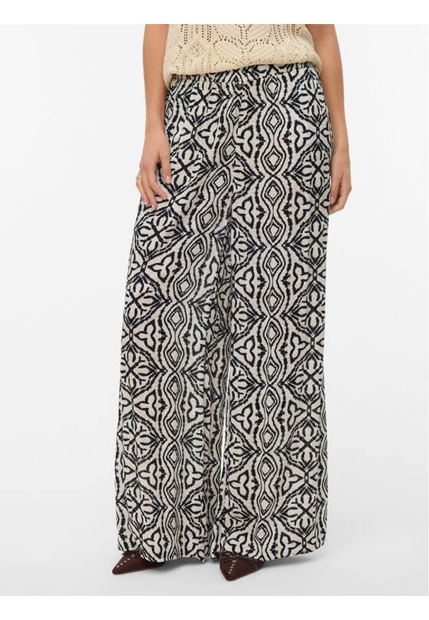 Vero Moda Spodnie materiałowe Menny 10282478 Beżowy Wide Leg. Kolor: beżowy. Materiał: wiskoza