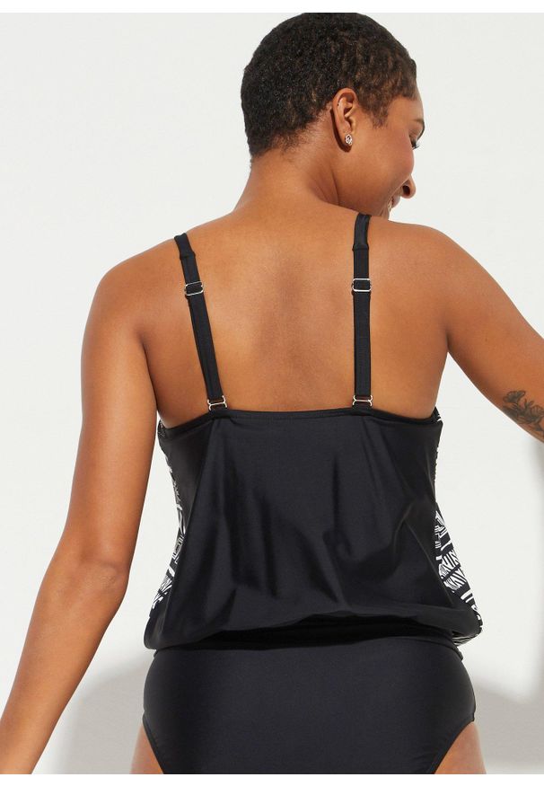 bonprix - Kostium kąpielowy. Kolor: czarny. Wzór: nadruk