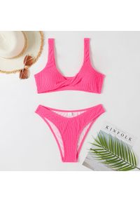 Intica - Bikini marszczone plażowe z wysokiej jakości materiału Zayna. Kolor: różowy. Materiał: materiał