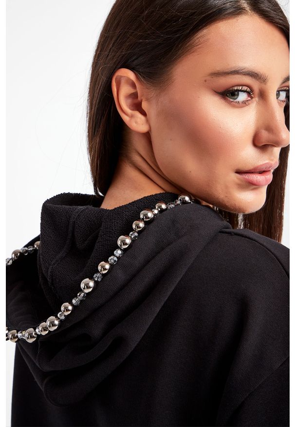 Pinko - BLUZA ACTORS 1 PINKO. Typ kołnierza: kaptur. Długość rękawa: długi rękaw. Długość: długie. Wzór: kwiaty, haft, napisy, aplikacja