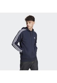 Adidas - Essentials French Terry 3-Stripes Full-Zip Hoodie. Typ kołnierza: kaptur. Kolor: biały, wielokolorowy, niebieski