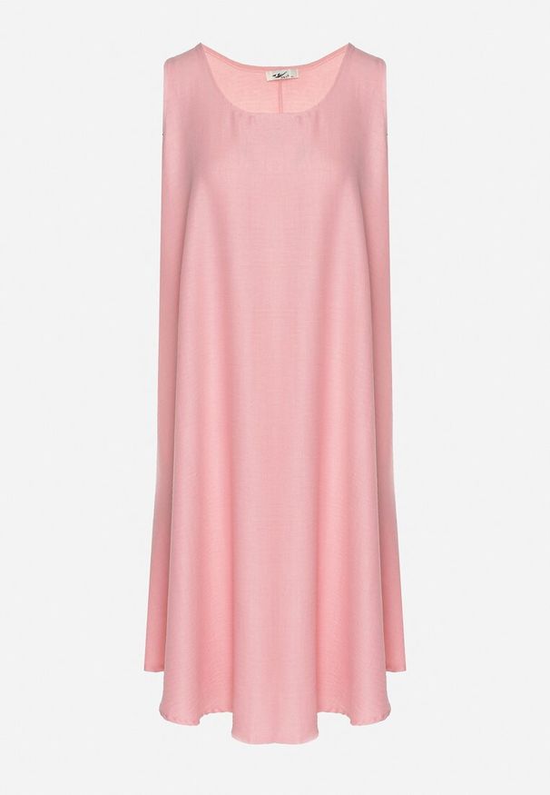 Born2be - Różowa Rozkloszowana Klasyczna Sukienka Lunetira. Okazja: na co dzień, na spacer. Kolor: różowy. Materiał: jeans. Typ sukienki: proste. Styl: klasyczny