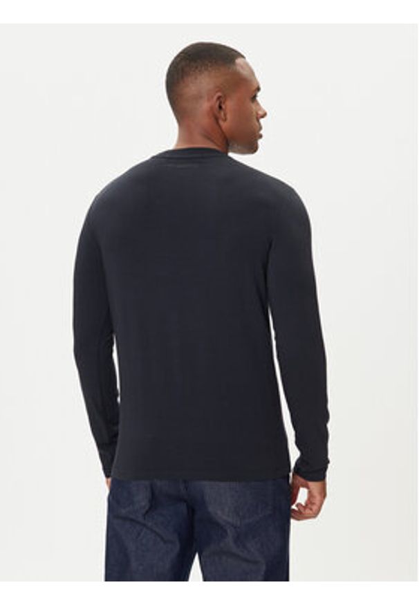 Karl Lagerfeld - KARL LAGERFELD Longsleeve 755052 554235 Granatowy Regular Fit. Typ kołnierza: dekolt w karo. Kolor: niebieski. Materiał: bawełna. Długość rękawa: długi rękaw