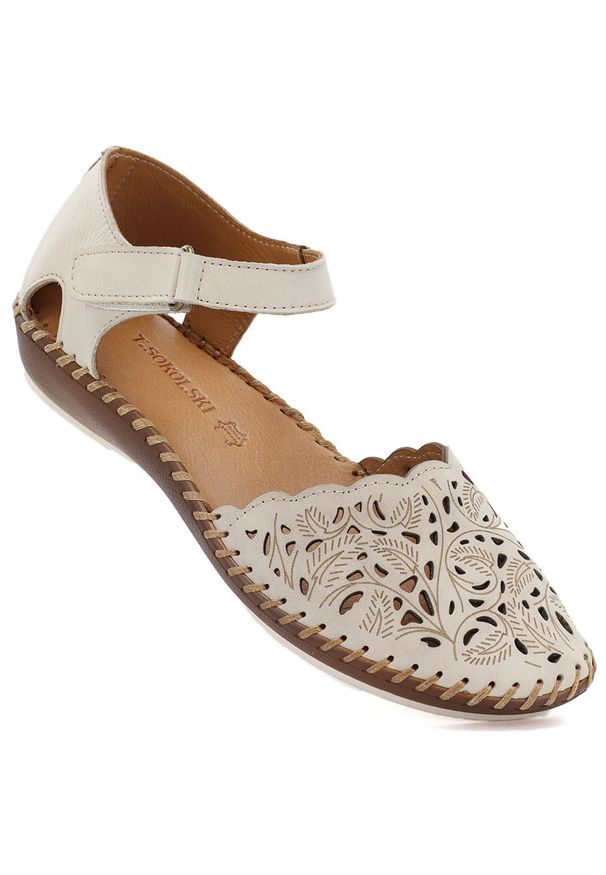 Skórzane sandały damskie beżowe T.Sokolski L5205. Kolor: beżowy. Materiał: skóra