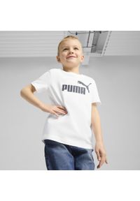 Puma - Dziecięca koszulka ESS z logo No. 1 PUMA White. Kolor: biały. Materiał: guma. Wzór: nadruk. Sport: joga i pilates