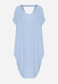 Born2be - Niebieska Mini Sukienka z Krótkim Rękawem o Fasonie Nietoperza Kharson. Kolor: niebieski. Długość rękawa: krótki rękaw. Styl: boho. Długość: mini #4