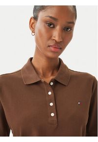 TOMMY HILFIGER - Tommy Hilfiger Polo WW0WW43224 Brązowy Regular Fit. Typ kołnierza: polo. Kolor: brązowy. Materiał: bawełna #5