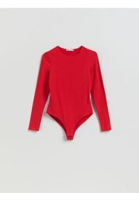 Reserved - Gładkie body - czerwony. Kolor: czerwony. Materiał: dzianina, bawełna. Wzór: gładki #1