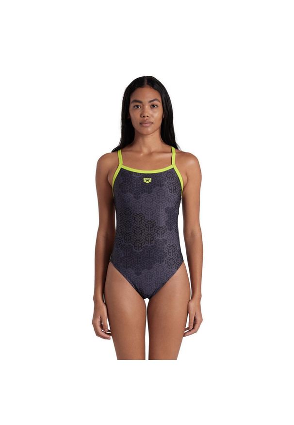Damski kostium kąpielowy 1-częściowy Arena Kikko Challe. Kolor: wielokolorowy, czarny, zielony