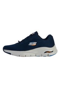 skechers - Buty do chodzenia męskie Skechers Archfit Infinity Cool. Zapięcie: sznurówki. Kolor: niebieski. Materiał: guma, materiał, tkanina, syntetyk. Szerokość cholewki: normalna. Sport: turystyka piesza