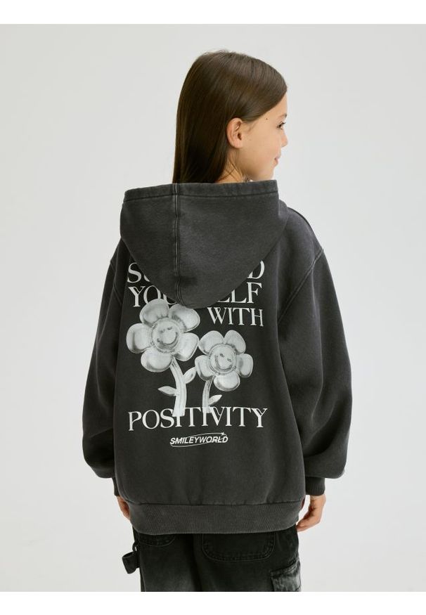 Reserved - Bluza SmileyWorld® - ciemnoszary. Kolor: szary. Materiał: bawełna