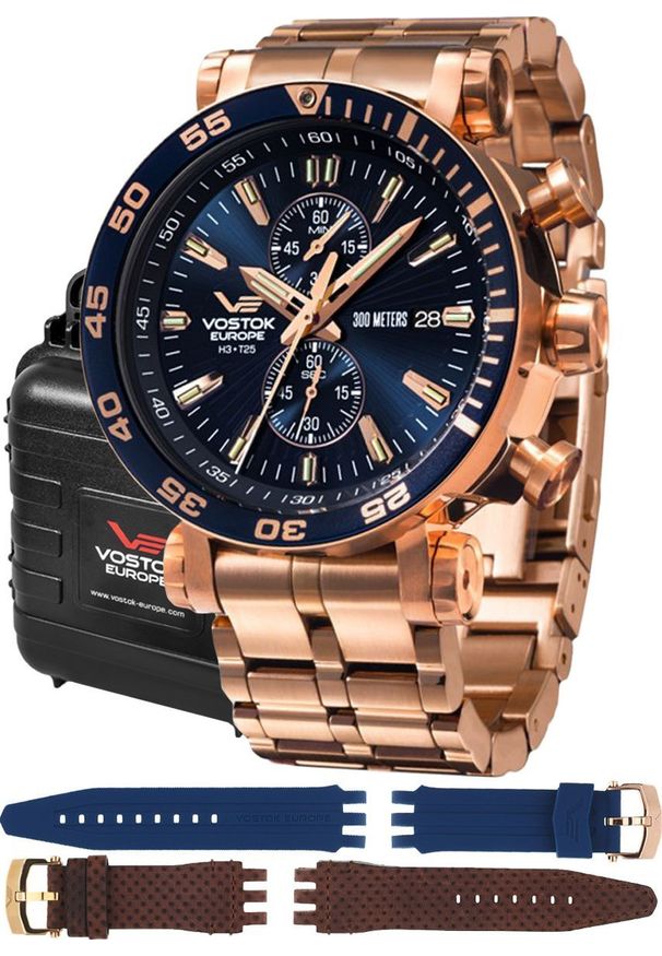 Zegarek Vostok Europe Zegarek męski Vostok Europe VK61-575B590B różowe złoto. Kolor: złoty, wielokolorowy, różowy